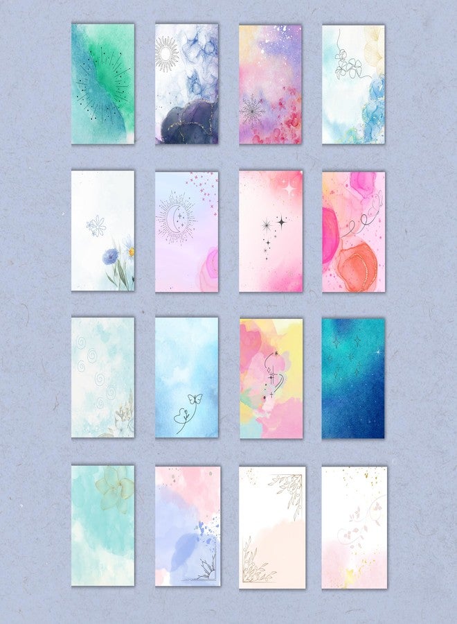 EKDALI Multi Coloured Small Notecards (6 x 4 Inches, 350 GSM), center fold Set of 16 I Greeting Cards for Birthday, Thank You Card| with envelope (Aesthetic Design) - Image 1